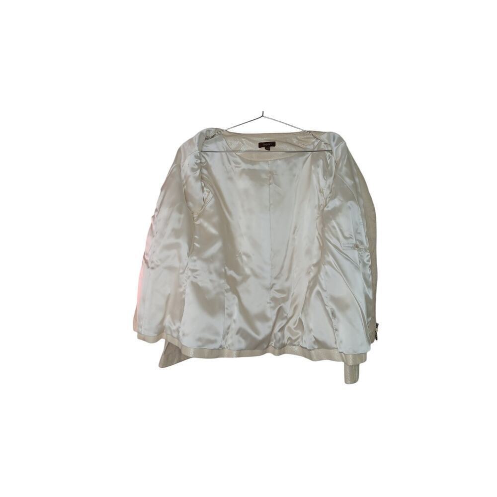Tesori Womens Jacket Sz L Beige Cream Textured Leather Zip Front Pockets Lined - Picture 6 of 16